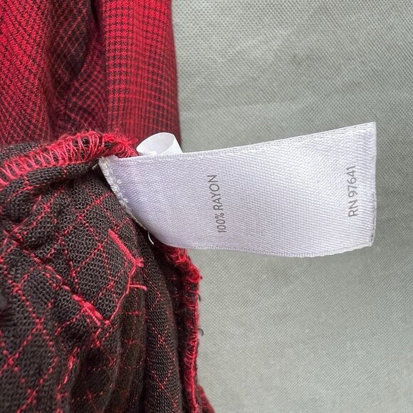 J. Jill Size Medium Red Black Plaid Collared Shirt Button Down Fall Autumn Cozy - Picture 3 of 7